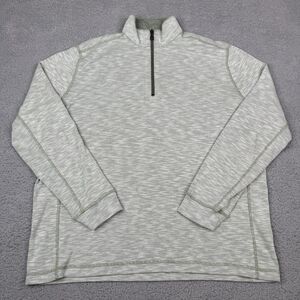 True Grit Pullover Mens Large Green Reversible Quarter Zip Mock Neck Sweater